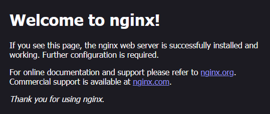 Nginx home page
